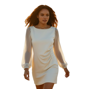 Jessica Howard Formal Ivory Long Sheer Sleeve Dress Size 16